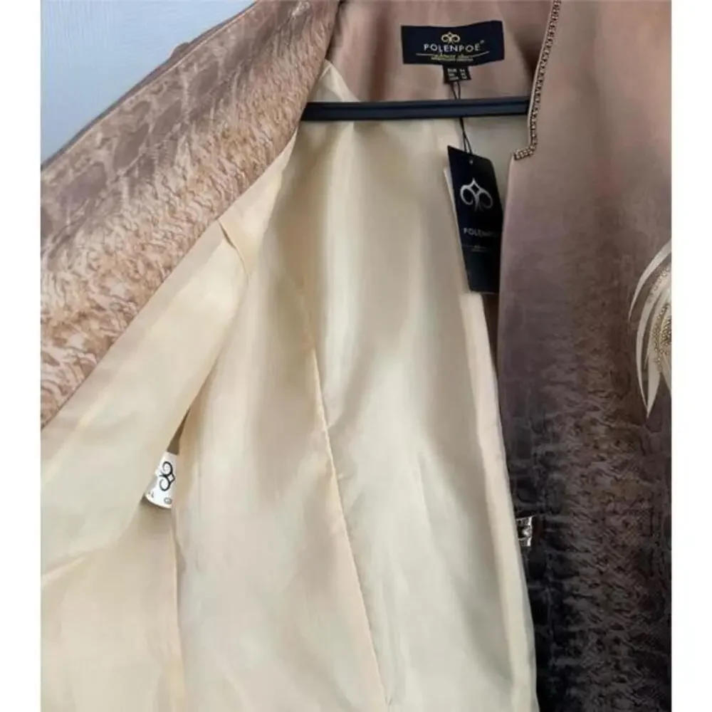 NWT Satin Skirt‎ Suit 3Pc Set Blazer/Top/Skirt Formal Lined Long Sleeves